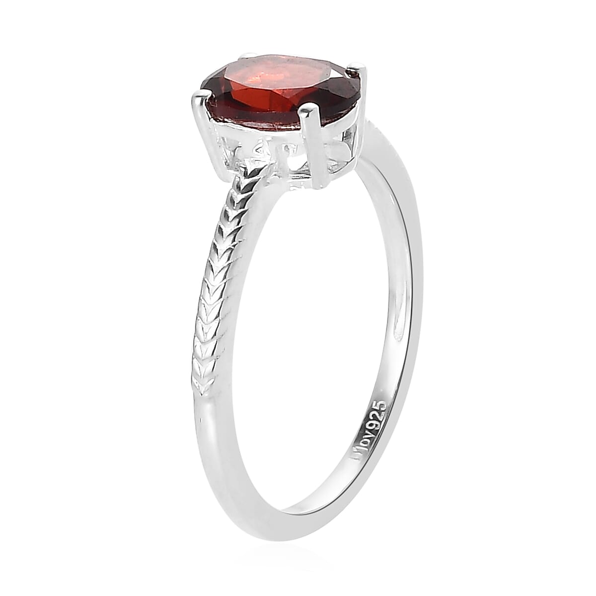 Mozambique Garnet Solitaire Ring in Sterling Silver (Size 9.0) 1.40 ctw image number 3