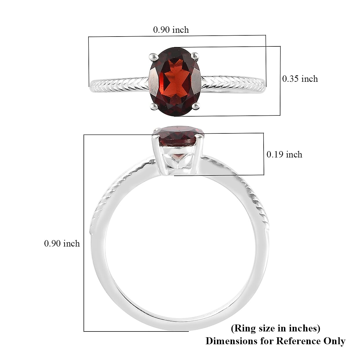 Mozambique Garnet Solitaire Ring in Sterling Silver (Size 9.0) 1.40 ctw image number 5