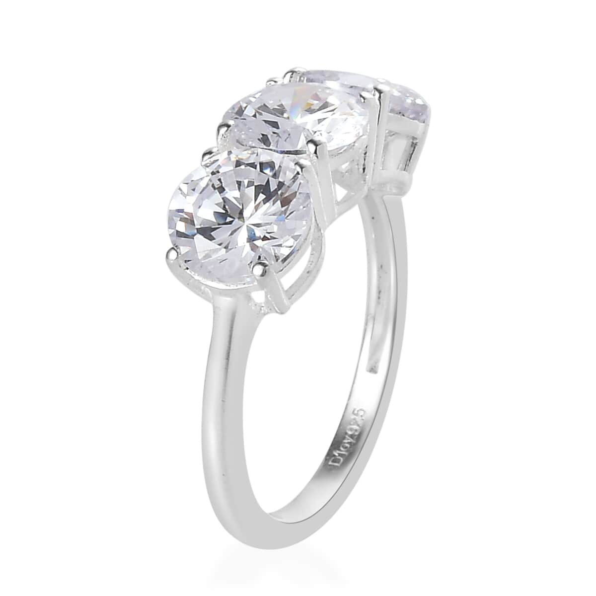 Simulated Diamond 3 Stone Ring in Sterling Silver (Size 8.0) 6.50 ctw image number 3