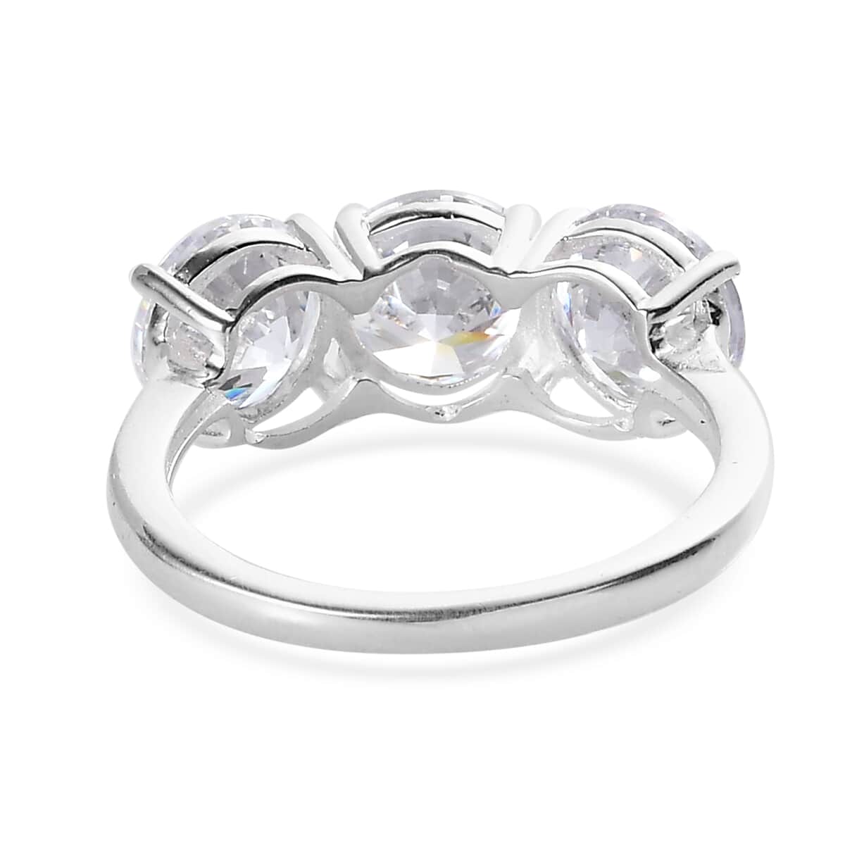 Simulated Diamond 3 Stone Ring in Sterling Silver (Size 8.0) 6.50 ctw image number 4