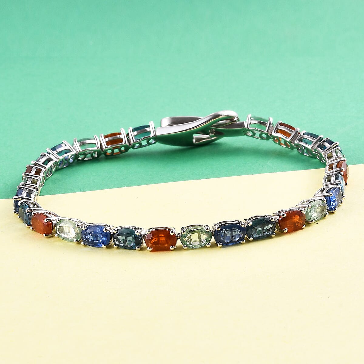 Multi Kyanite Tennis Bracelet in Platinum Over Sterling Silver (7.25 In) 8.60 Grams 17.25 ctw image number 1