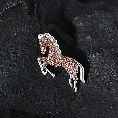 D'Joy Natural Champagne Diamond Accent Horse Pendant in Sterling Silver