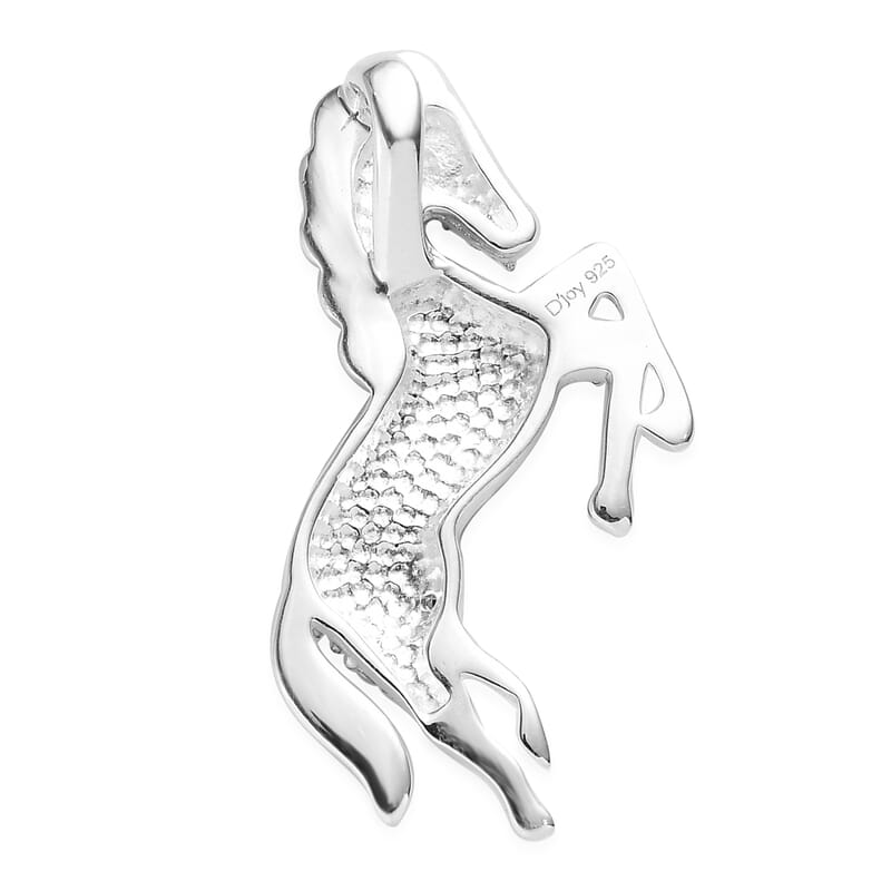 D'Joy Natural Champagne Diamond Accent Horse Pendant in Sterling Silver