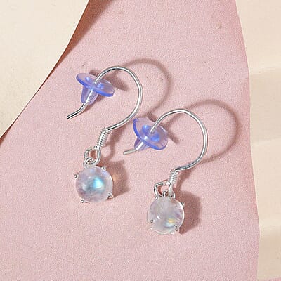 Kuisa Rainbow Moonstone Earrings in Sterling Silver 2.50 ctw