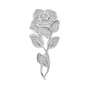 Diamond Accent Rose Pendant without Chain in Platinum Over Sterling Silver