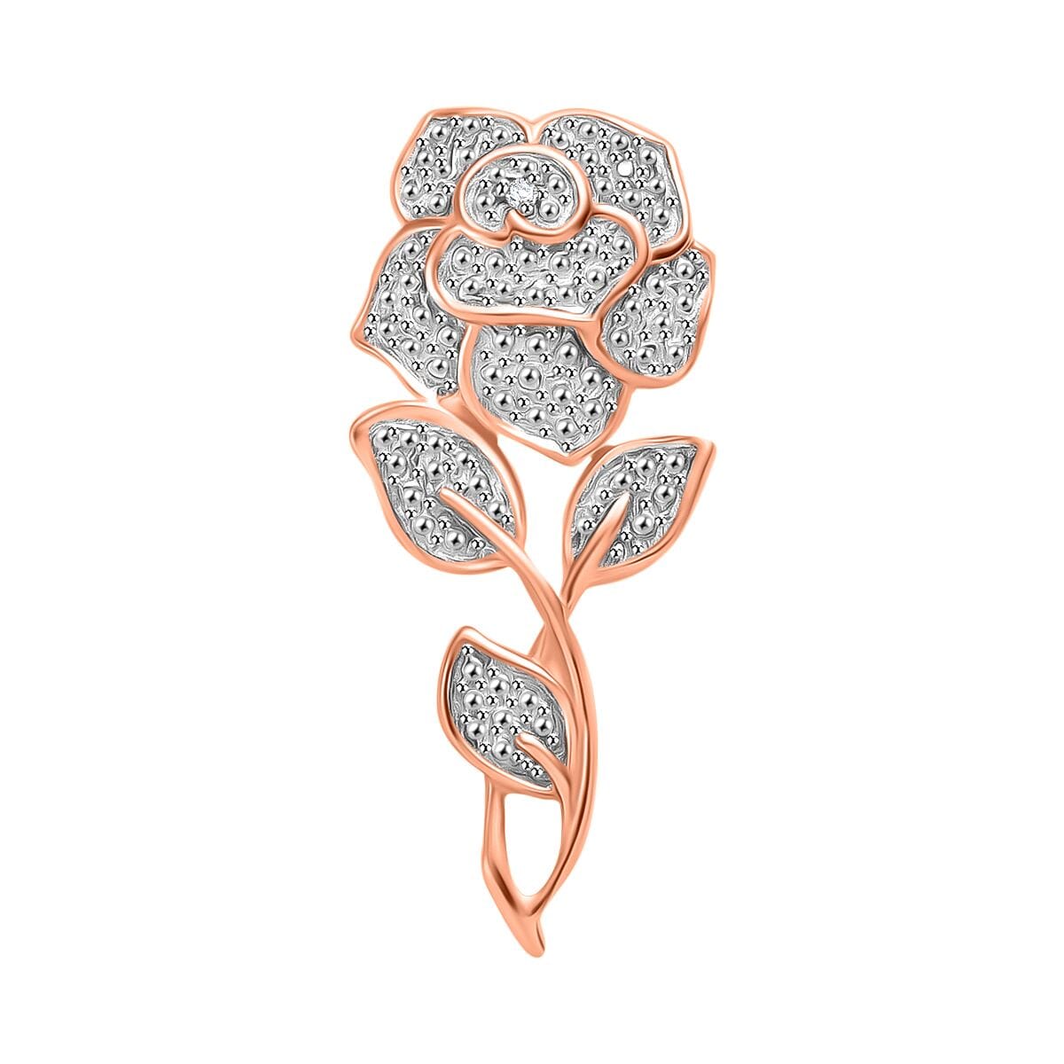 Diamond Accent Rose Pendant without Chain in 14K Rose Gold Over Sterling Silver image number 0