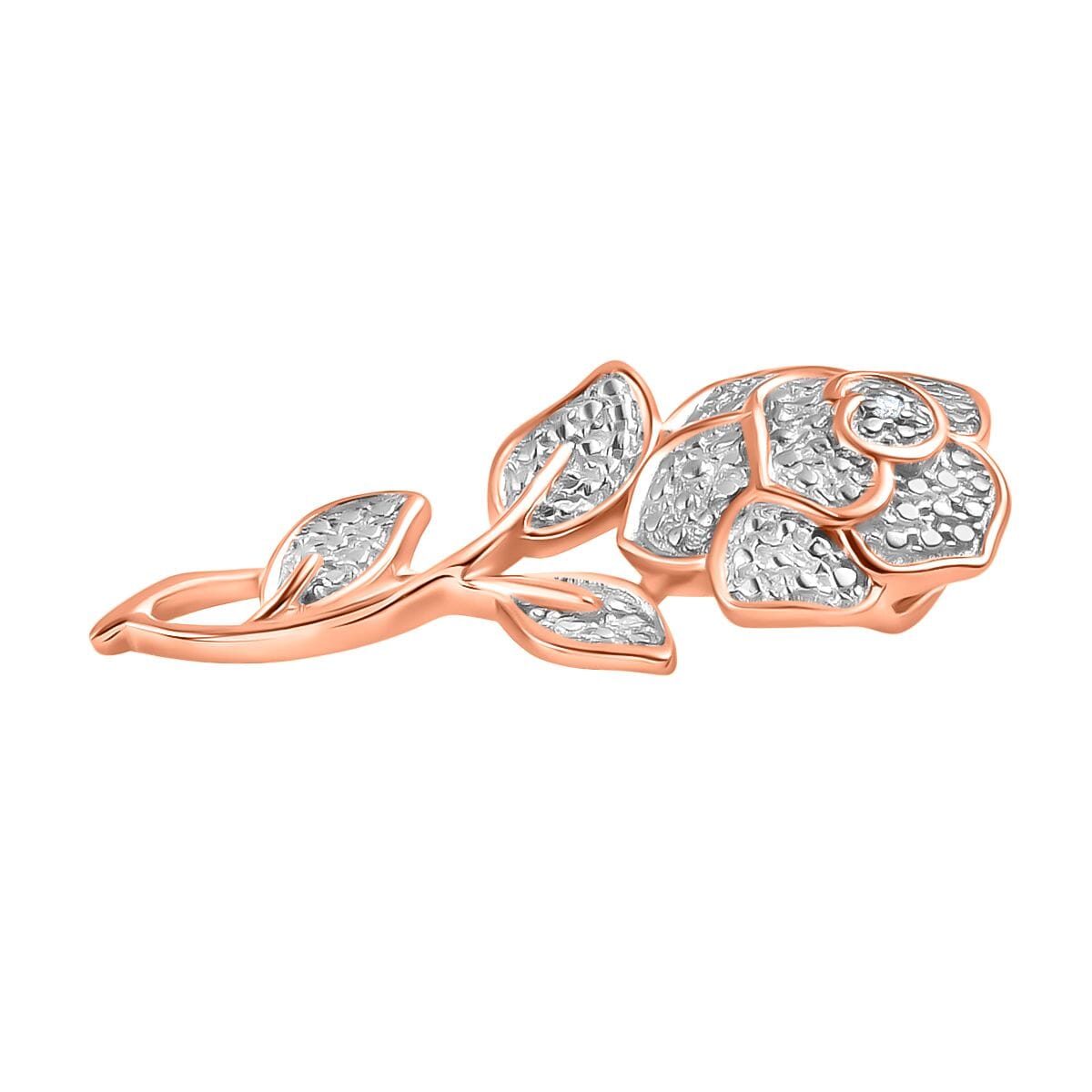 Diamond Accent Rose Pendant without Chain in 14K Rose Gold Over Sterling Silver image number 3