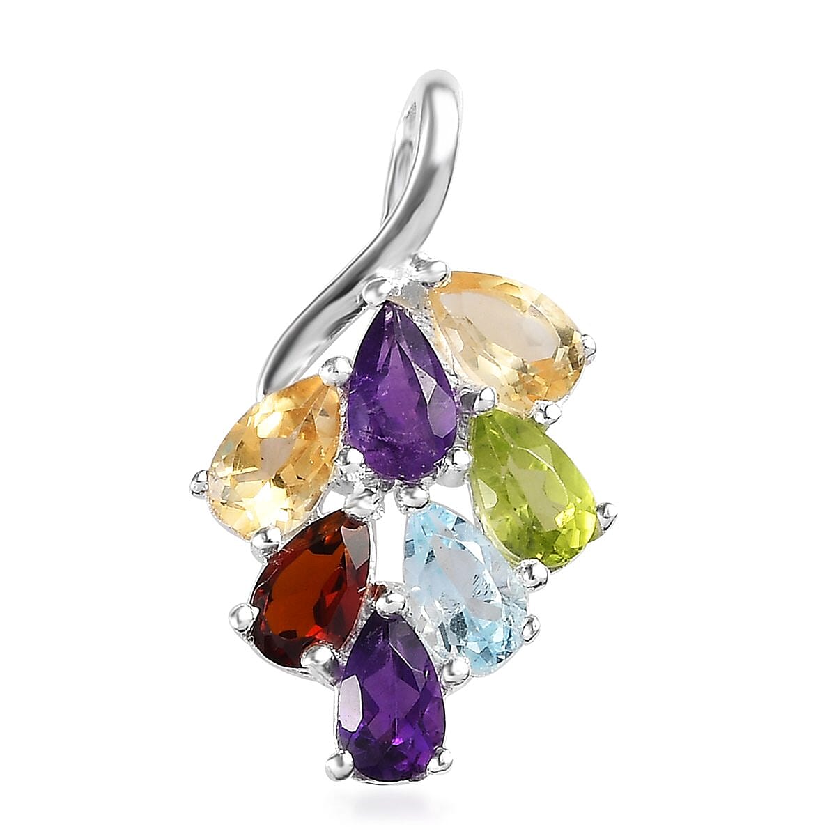 Multi Gemstone Pendant in Sterling Silver 1.50 ctw image number 0