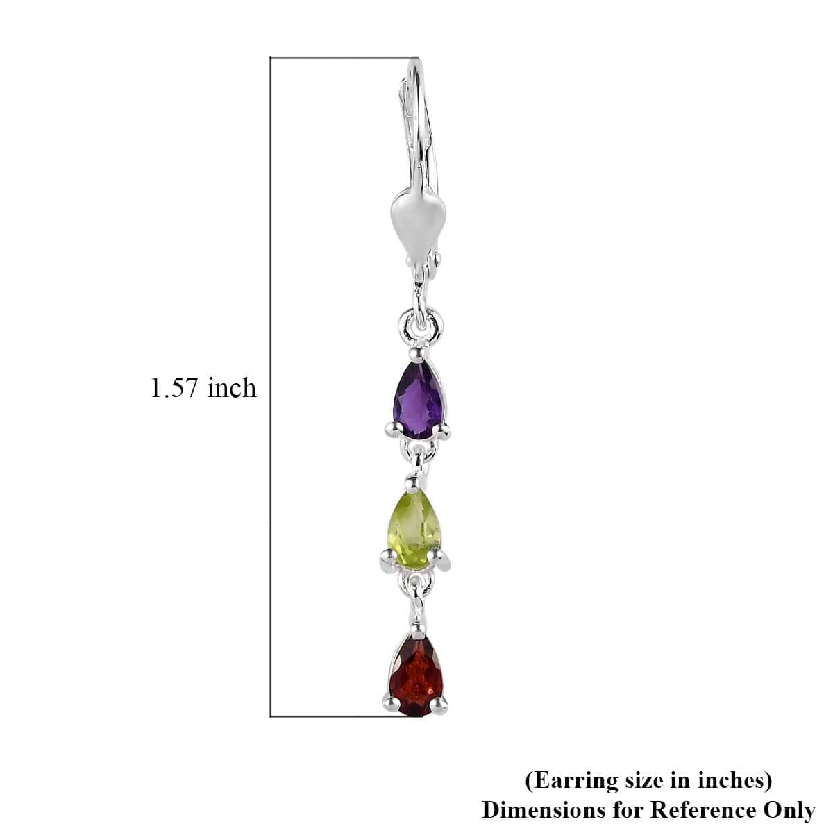 Multi Gemstone Dangling Earrings in Sterling Silver 1.15 ctw image number 4