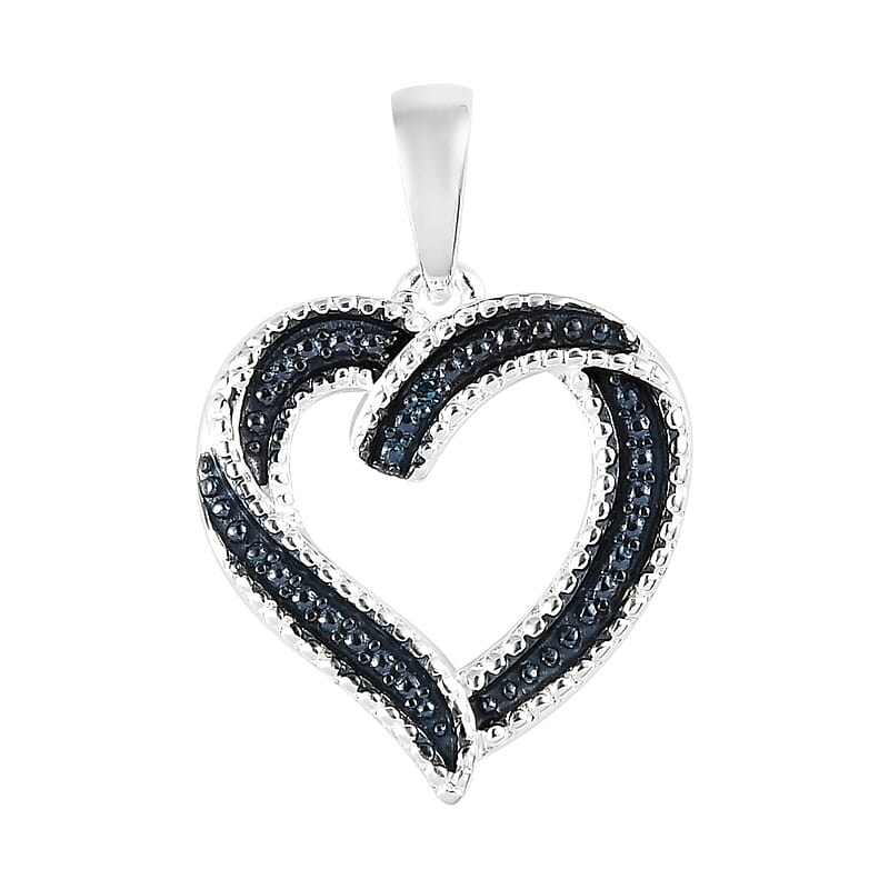 Blue Diamond Accent Heart Pendant in Sterling Silver