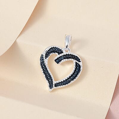 Blue Diamond Accent Heart Pendant in Sterling Silver