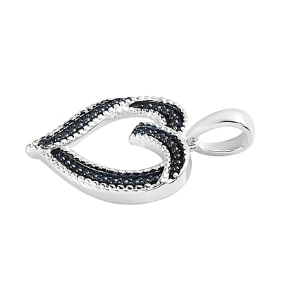 Blue Diamond Accent Heart Pendant in Sterling Silver