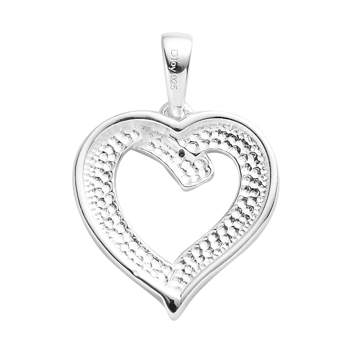 Blue Diamond Accent Heart Pendant in Sterling Silver image number 4