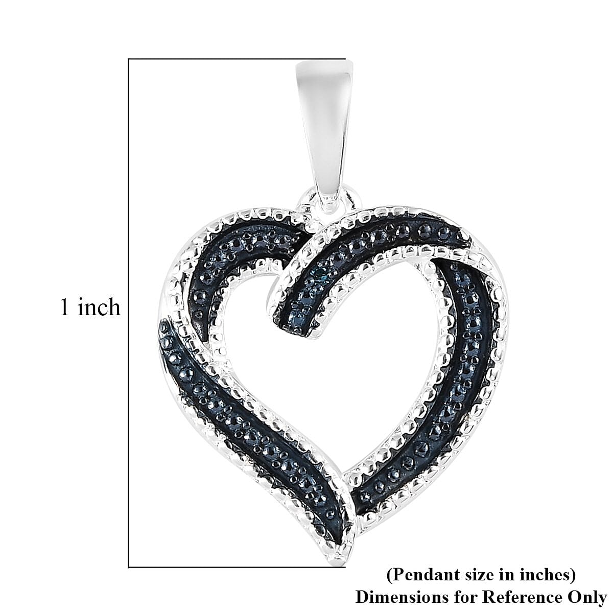 Blue Diamond Accent Heart Pendant in Sterling Silver