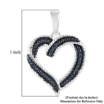 Blue Diamond Accent Heart Pendant in Sterling Silver