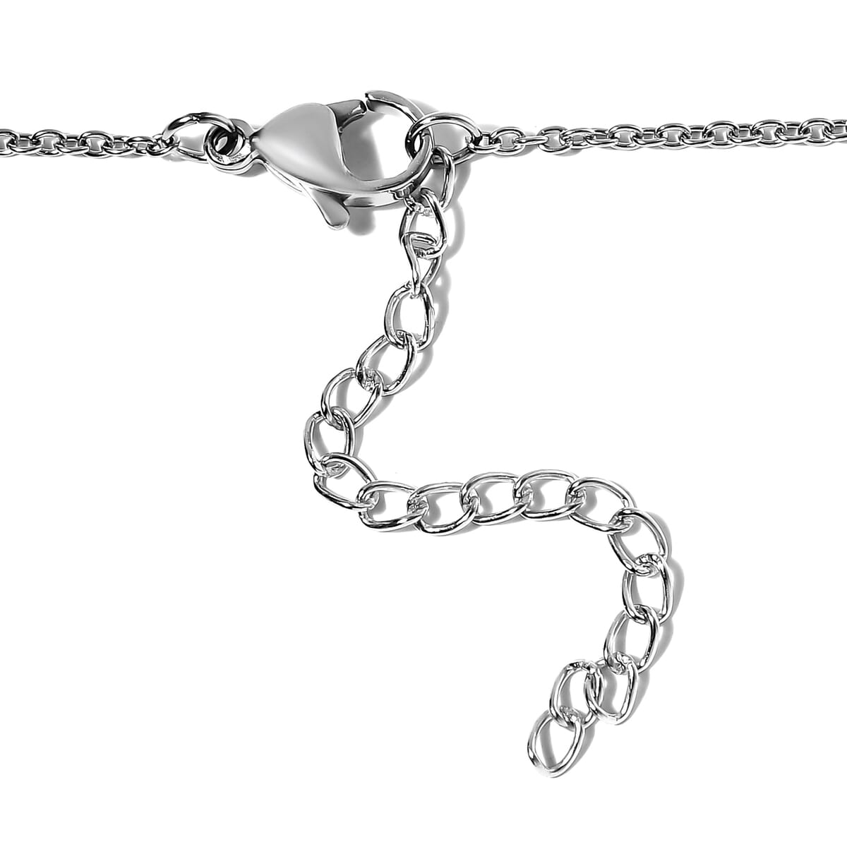 Simulated Diamond Necklace in Sterling Silver and Stainless Steel 18 Inches image number 4