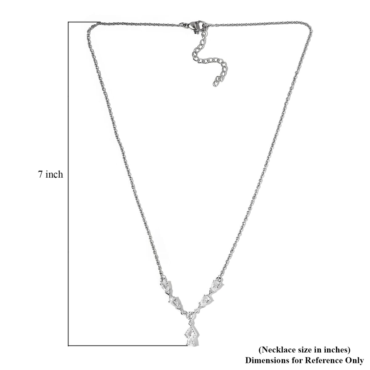 Simulated Diamond Necklace in Sterling Silver and Stainless Steel 18 Inches image number 5