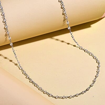 Montezuma Prasiolite Station Necklace 20 Inches in Platinum Over Sterling Silver 13.00 ctw