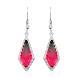 Fusion Multi Color Glass and Simulated Diamond Kite Earrings in Silvertone