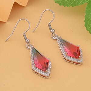 Fusion Multi Color Glass and Simulated Diamond Kite Earrings in Silvertone