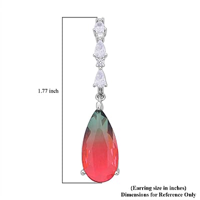Fusion Multi Color Glass and Simulated Diamond Dangle Earrings in Silvertone