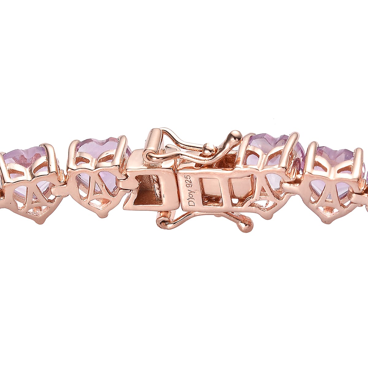 Rose De France Amethyst Heart Tennis Bracelet in Vermeil Rose Gold Over Sterling Silver (8.00 In) 23.50 ctw image number 3