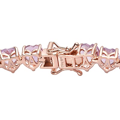 Rose De France Amethyst Heart Tennis Bracelet in Vermeil Rose Gold Over Sterling Silver (8.00 In) 23.50 ctw