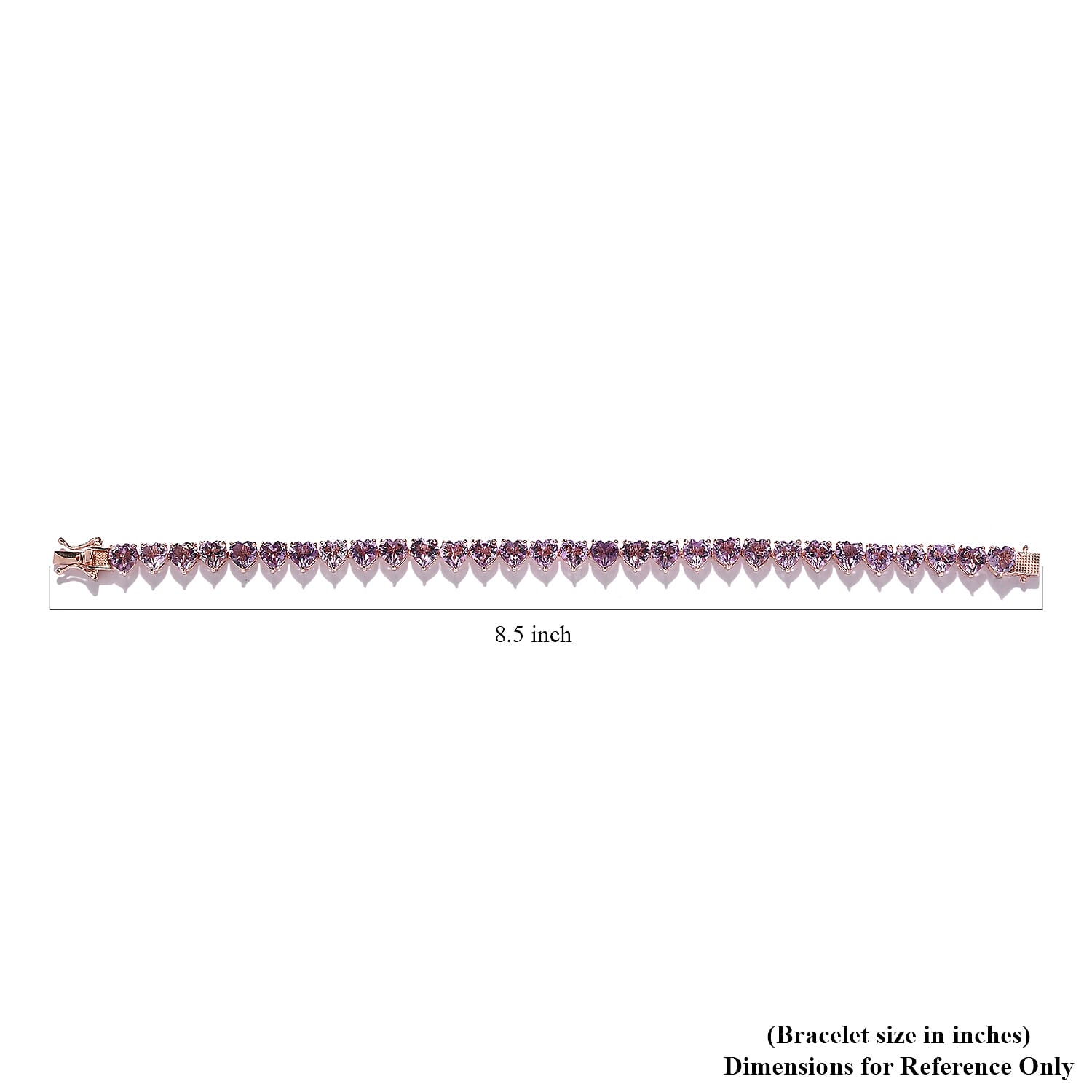 Rose De France Amethyst Heart Tennis Bracelet in Vermeil Rose Gold Over Sterling Silver (8.00 In) 23.50 ctw