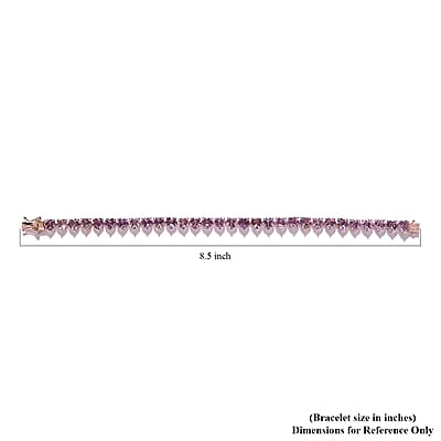 Rose De France Amethyst Heart Tennis Bracelet in Vermeil Rose Gold Over Sterling Silver (8.00 In) 23.50 ctw