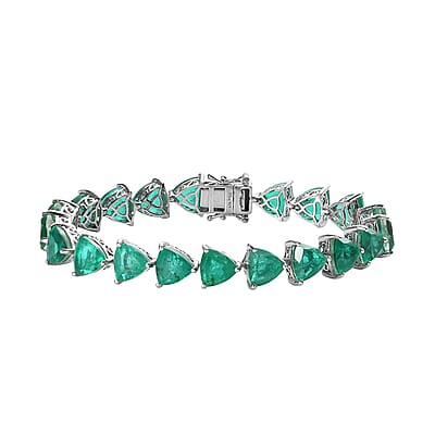 Emeraldine Quartz (Triplet) Bracelet in Platinum Over Sterling Silver (8.00 In) 46.20 ctw