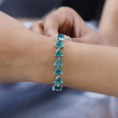 Emeraldine Quartz (Triplet) Bracelet in Platinum Over Sterling Silver (8.00 In) 46.20 ctw