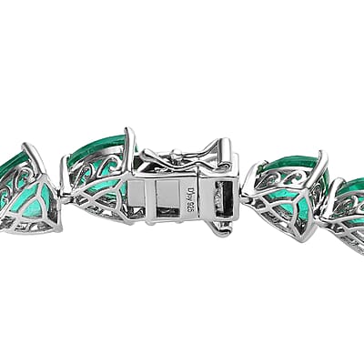 Emeraldine Quartz (Triplet) Bracelet in Platinum Over Sterling Silver (8.00 In) 46.20 ctw