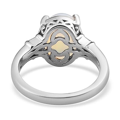 Premium Ethiopian Welo Opal and Diamond Ring in Platinum Over Sterling Silver (Size 6.0) 2.25 ctw