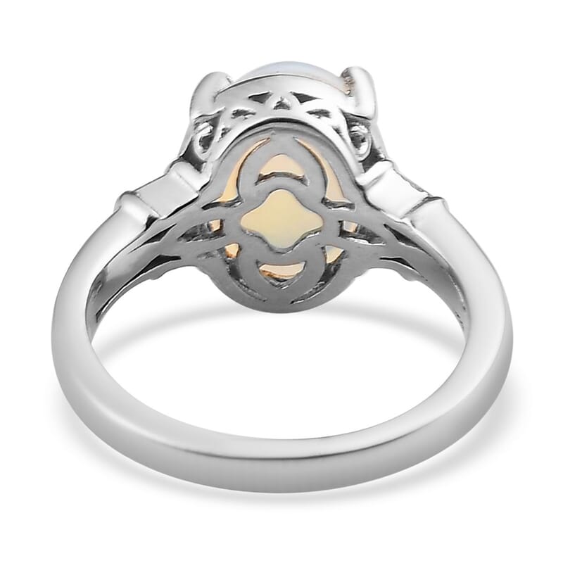 Premium Ethiopian Welo Opal and Diamond Ring in Platinum Over Sterling Silver (Size 6.0) 2.25 ctw