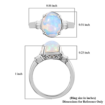 Premium Ethiopian Welo Opal and Diamond Ring in Platinum Over Sterling Silver (Size 6.0) 2.25 ctw