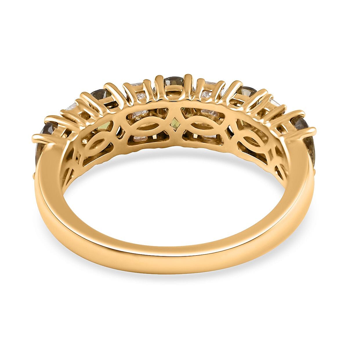 14K Yellow Gold Premium Demantoid Garnet, White Diamond (G, I1) Ring (Size 10.0) 2.50 ctw