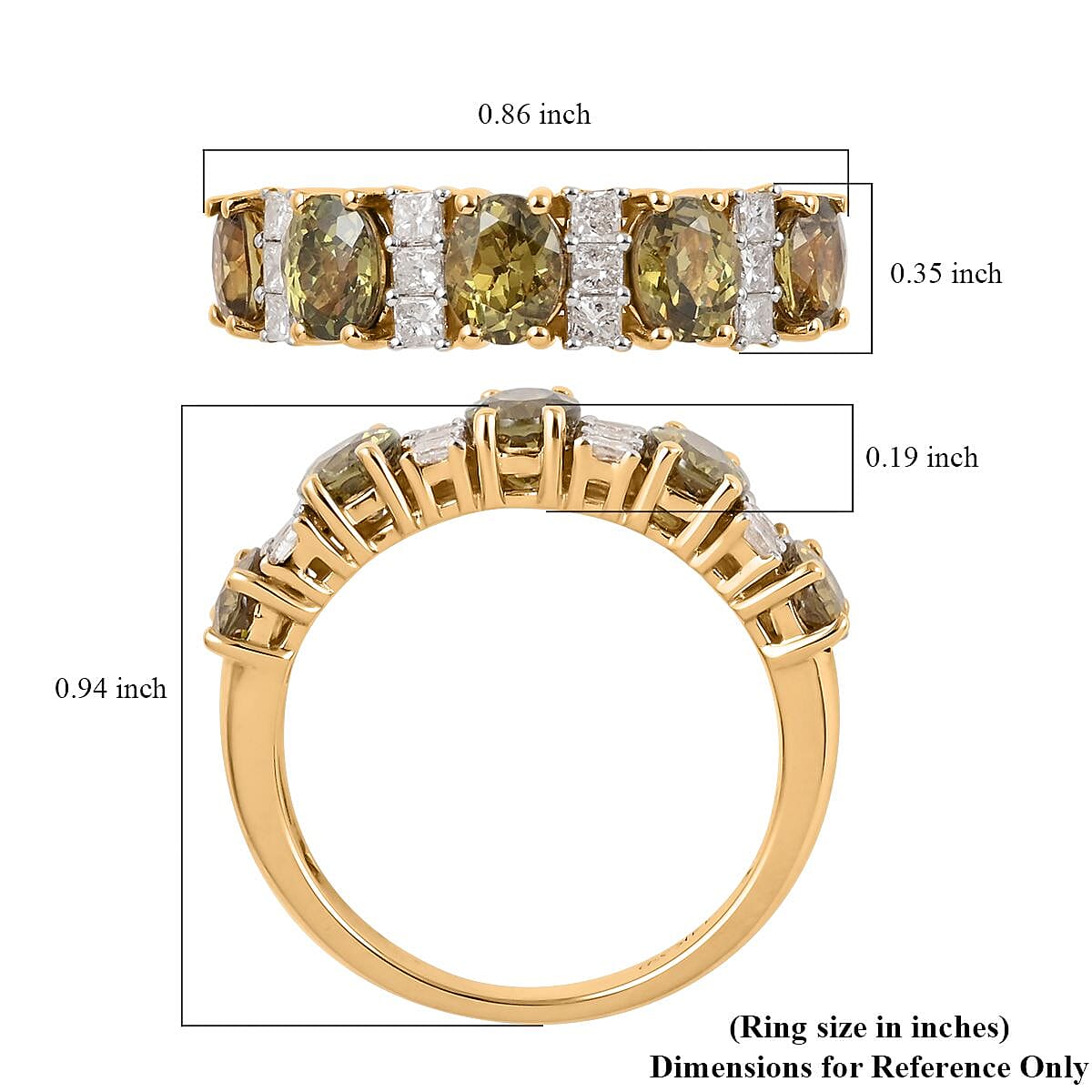 14K Yellow Gold Premium Demantoid Garnet, White Diamond (G, I1) Ring (Size 10.0) 2.50 ctw