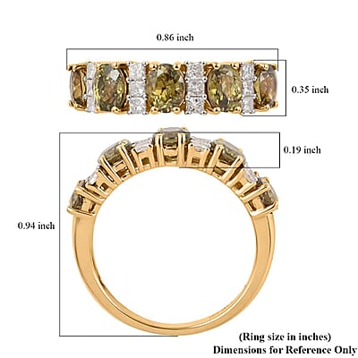 14K Yellow Gold Premium Demantoid Garnet, White Diamond (G, I1) Ring (Size 10.0) 2.50 ctw