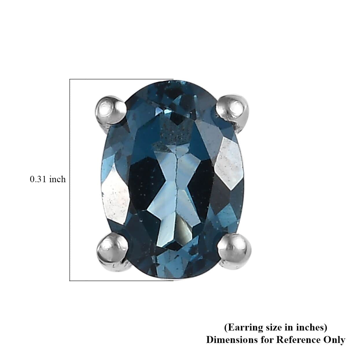London Blue Topaz Stud Earrings in Platinum Over Sterling Silver 1.90 ctw image number 4