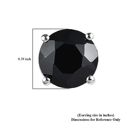 Thai Black Spinel 6.60 ctw Solitaire Stud Earrings in Sterling Silver