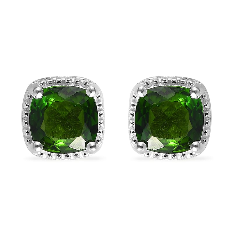 Chrome Diopside 1.20 ctw Stud Earrings in Sterling Silver