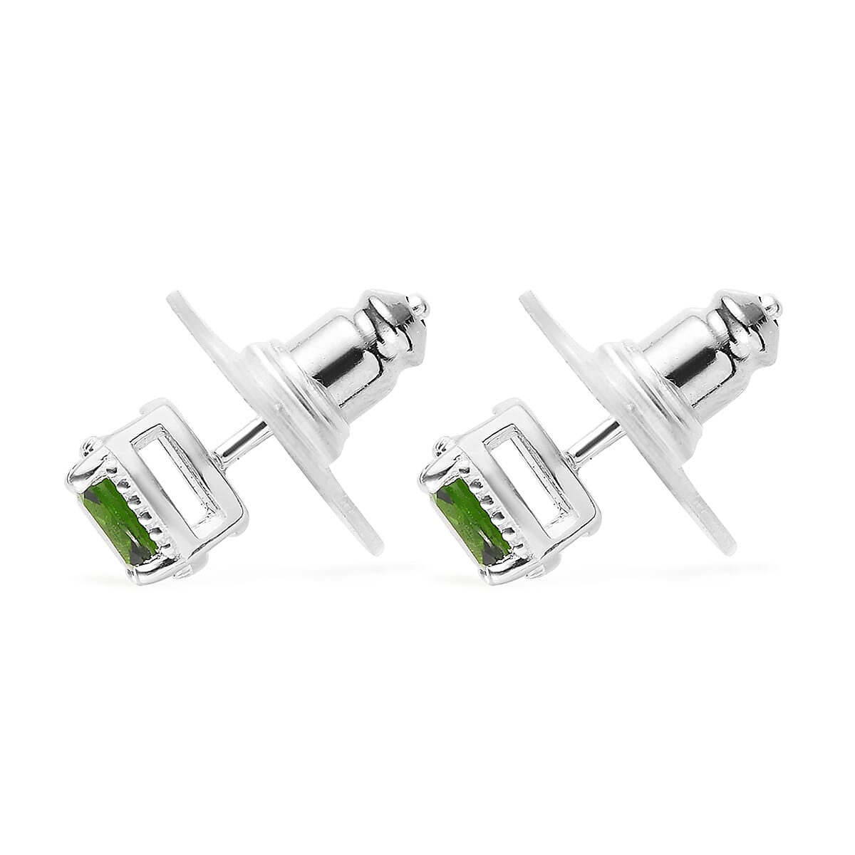 Chrome Diopside 1.20 ctw Stud Earrings in Sterling Silver image number 3