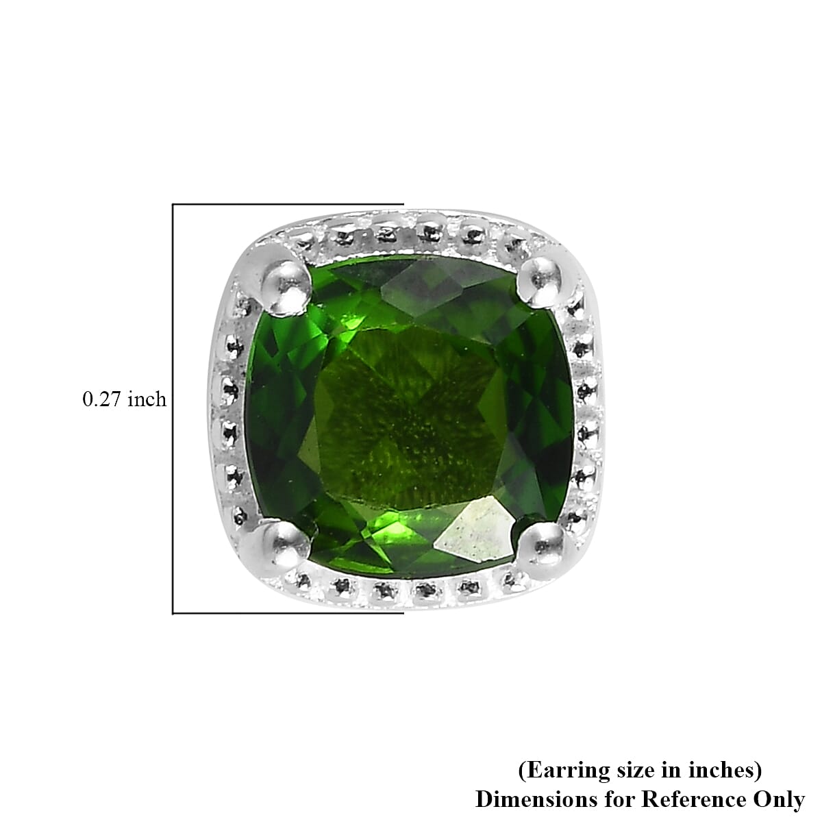 Chrome Diopside 1.20 ctw Stud Earrings in Sterling Silver image number 4