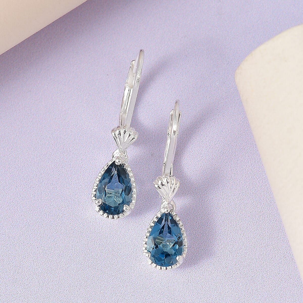 London Blue Topaz Earrings in Sterling Silver 2.25 ctw image number 1