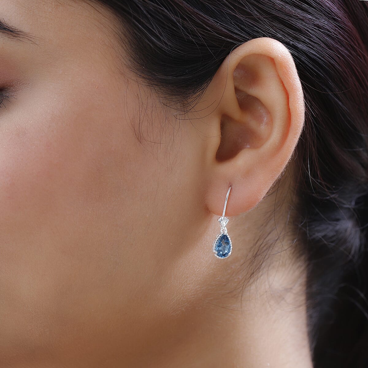 London Blue Topaz Earrings in Sterling Silver 2.25 ctw image number 2