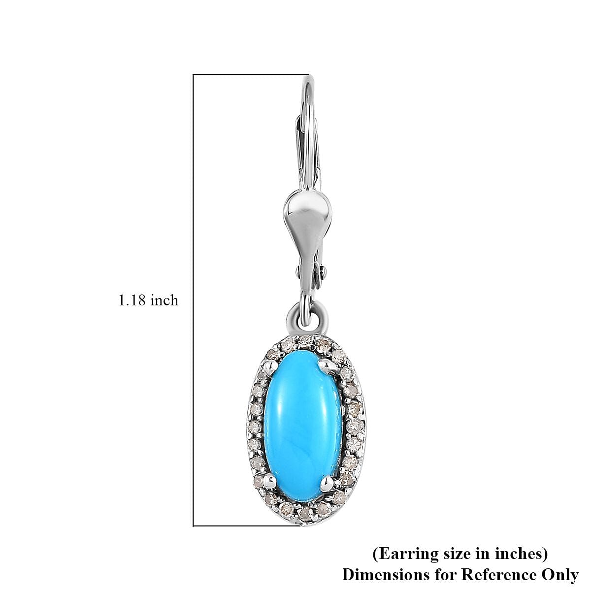 Sleeping Beauty Turquoise and Natural Champagne Diamond Halo Earrings in Platinum Over Sterling Silver 2.50 ctw