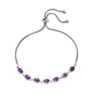 Amethyst Bolo Bracelet in Sterling Silver and Stainless Steel (10.50 In) 3.00 ctw