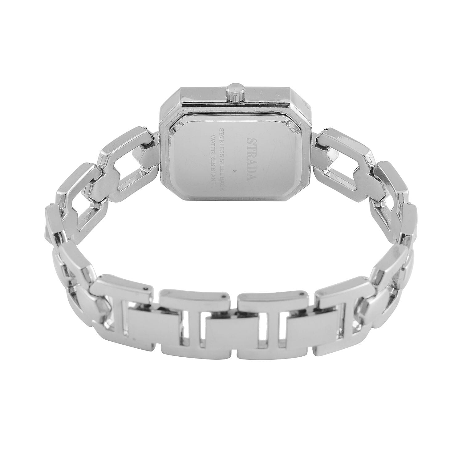 Strada Austrian Crystal Japanese Movement Watch with Silvertone Strap (31.75mm-27.94mm) (7.00-8.5 Inches)