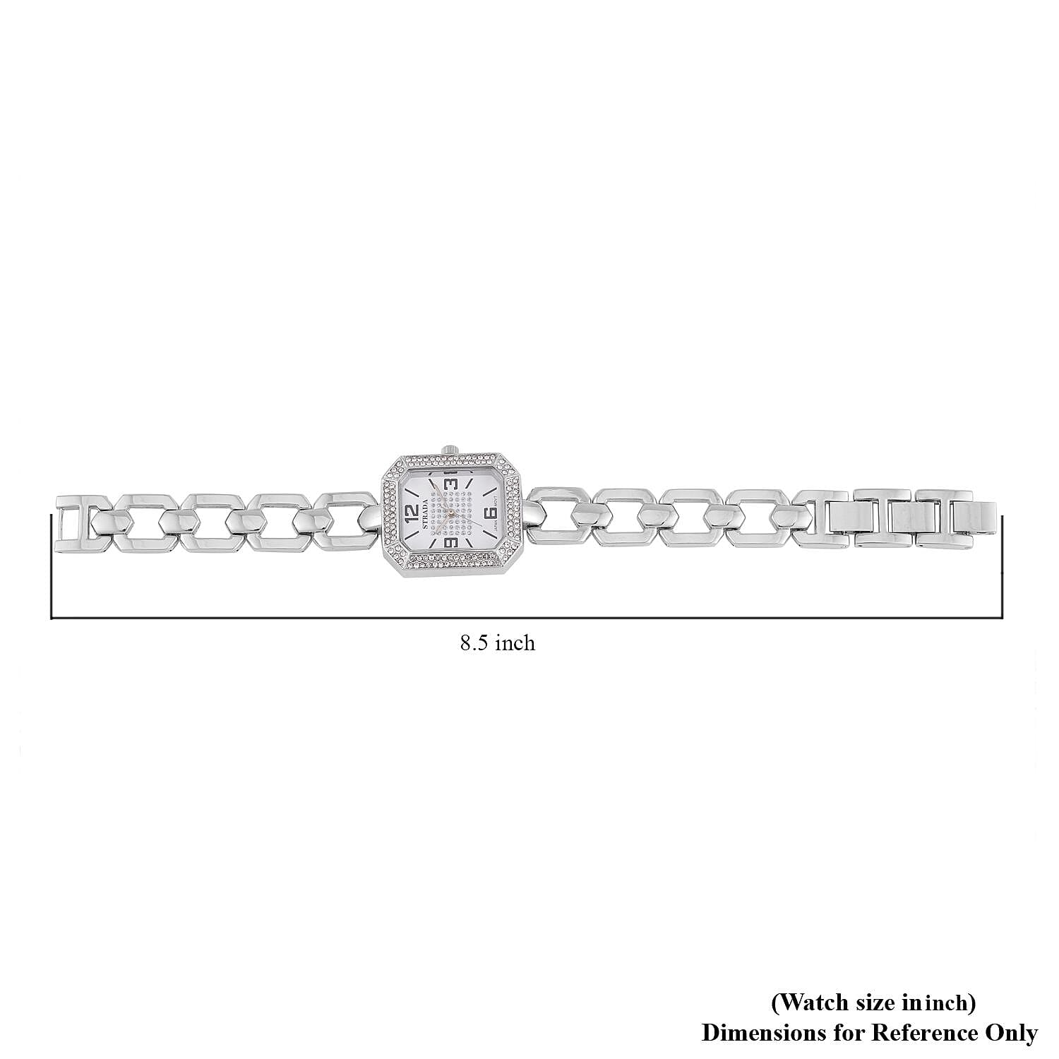 Strada Austrian Crystal Japanese Movement Watch with Silvertone Strap (31.75mm-27.94mm) (7.00-8.5 Inches)