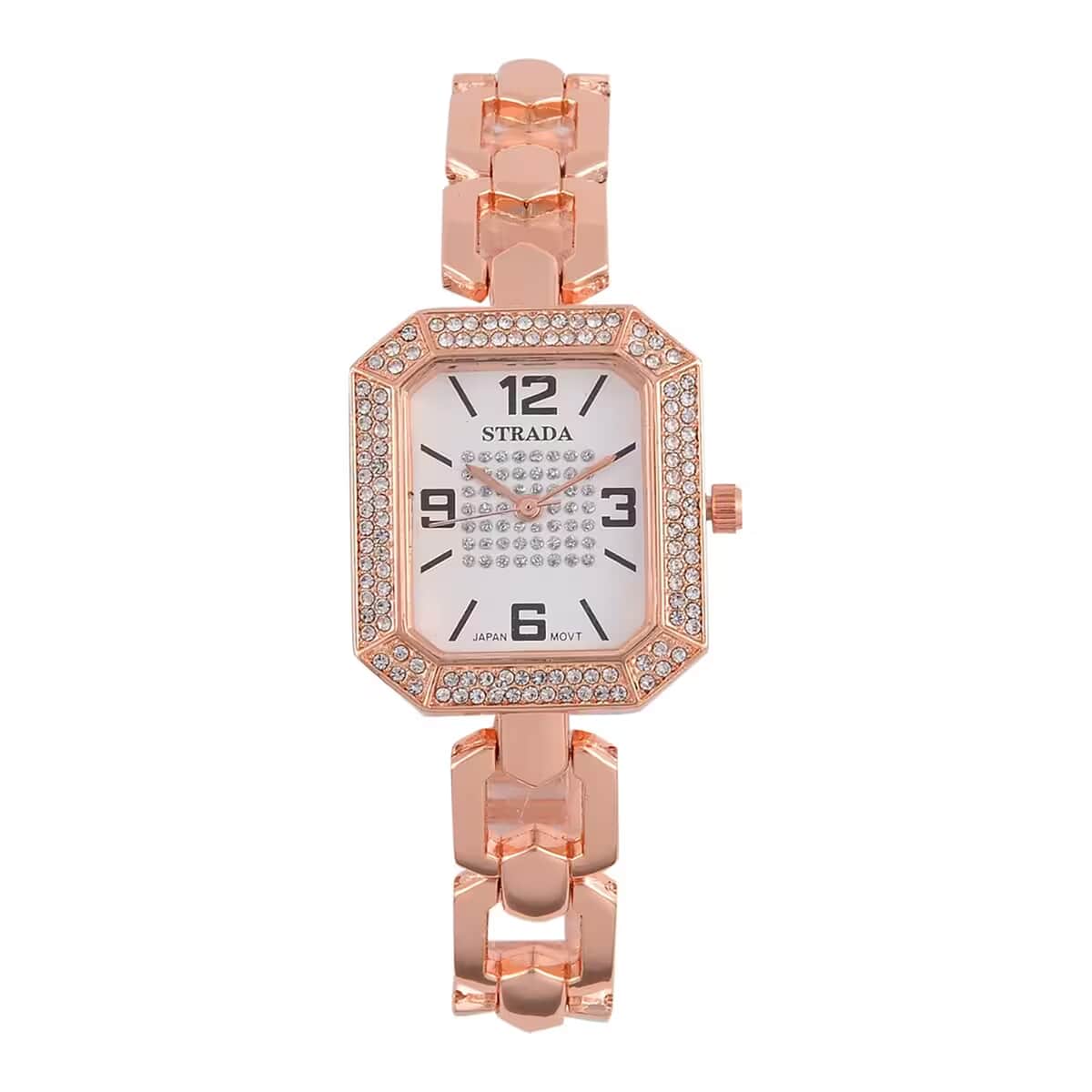 Strada Austrian Crystal Japanese Movement Watch with Rosetone Strap (31.75mm-27.94mm) (7.00-8.5 Inches) image number 0